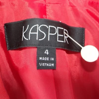 NWT-Kasper Womens Red Two Button Blazer Suit Jacket Notched Lapel Size 4 - Thumbnail 3