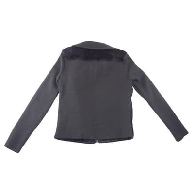 NWT-Jaclyn Smith Womens Black Faux Fur Ribbed Knit Full Zip Mock Neck Jacket S - Thumbnail 6