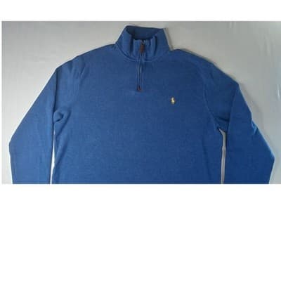 Ralph Lauren Mens Blue Quarter Zip Pullover Sweater Size L - Thumbnail 3