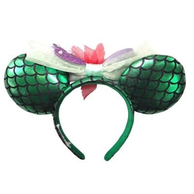Mermaid Mouse Ears Headband Green Scale Purple Glitter Shell Bow Kids - Thumbnail 2
