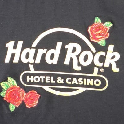 Hard Rock Tulsa Zip Up Hoodie Womens Large Black Gold Foil Rose Sequin - Thumbnail 5