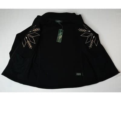 Vintage RL Ralph Lauren Active Petite Black Fleece Zip Jacket Gold Snowflake - M - Thumbnail 6