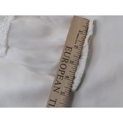 Vintage Cream Off White Lace Trimmed Sheer Blouse Women's Elegant Sheer Top - Thumbnail 13