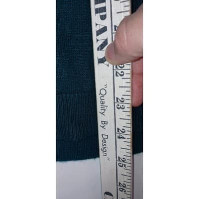 Gervele Teal Blue Ribbed Knit Mock Neck Tie Neck Sweater Top Women's Medium - Thumbnail 4