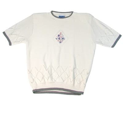 Cape Cod Sportswear Women's Cream Floral Embroidered Knit Sweater Medium