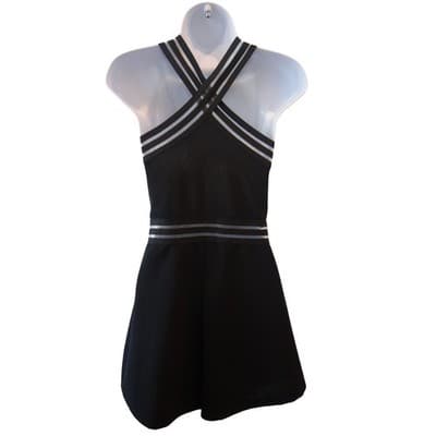 Black Halter Neck Romper Mesh Trim Cutout Detail - Thumbnail 4