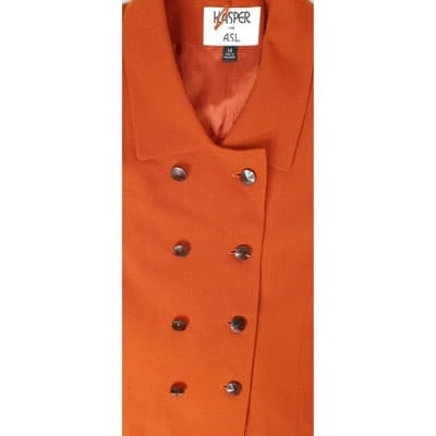 Vintage Kasper ASL Women's Double Breasted Blazer Orange Wool Size 14 - Thumbnail 2
