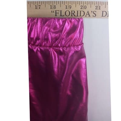 Womens Shiny Pink Cargo Joggers Metallic Shiny Pants Festival Rave - Thumbnail 5