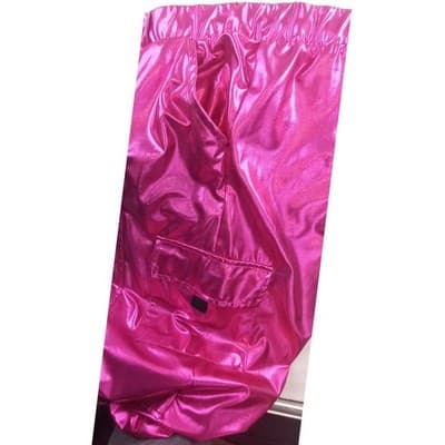Womens Shiny Pink Cargo Joggers Metallic Shiny Pants Festival Rave - Thumbnail 6