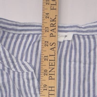 Beachlunchlounge Womens Small Blue White Striped Sleeveless V-Neck Blouse Top - Thumbnail 5