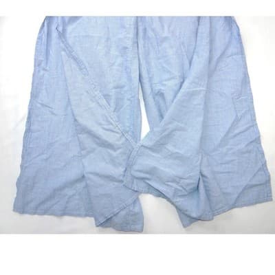Onia Blue White Pinstripe Wide Leg Drawstring Pants Side Slit Womens Medium - Thumbnail 4