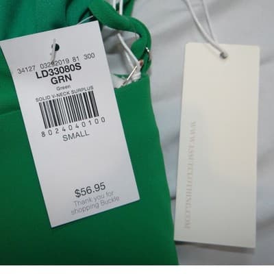 NWT-E.ssue Green V-Neck Surplice Maxi Dress Spaghetti Strap LD33080S NWT Small - Thumbnail 2