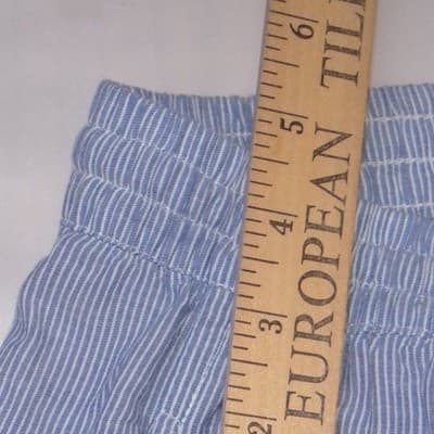 Onia Blue White Pinstripe Wide Leg Drawstring Pants Side Slit Womens Medium - Thumbnail 6
