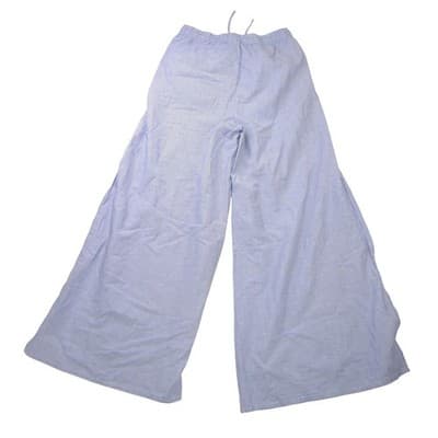 Onia Blue White Pinstripe Wide Leg Drawstring Pants Side Slit Womens Medium - Thumbnail 3