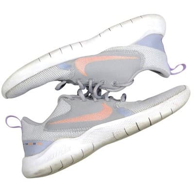 Nike Flex Running Shoes Women's Gray Peach Swoosh Lightweight Size 6.5