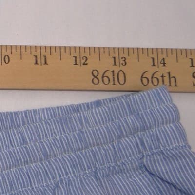 Onia Blue White Pinstripe Wide Leg Drawstring Pants Side Slit Womens Medium - Thumbnail 5