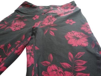 DK Active Floral Print Leggings - Black & Burgundy - Thumbnail 2