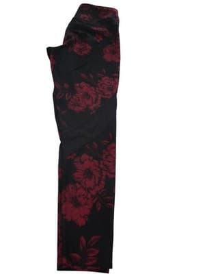 DK Active Floral Print Leggings - Black & Burgundy - Thumbnail 5