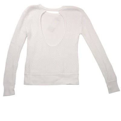 Calia by Carrie Underwood Effortless Crochet Sweater Pure White Open Back XS NEW - Thumbnail 4