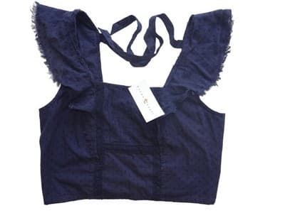 True Craft Navy Blue Frill Crop Top - Size L - Thumbnail 2