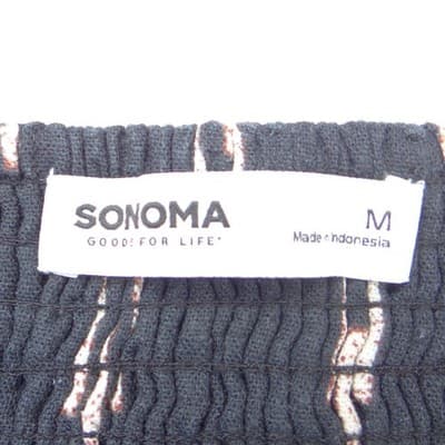 Sonoma Goods For Life Womens Medium Tie Shoulder Dash Print Camisole Top Black - Thumbnail 2