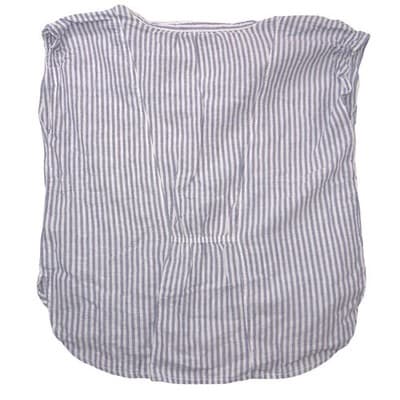 Beachlunchlounge Womens Small Blue White Striped Sleeveless V-Neck Blouse Top - Thumbnail 3