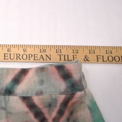 Pull&Bear Womens XS Geometric Tie Dye Wide Leg Pants Green Mauve High Rise Boho - Thumbnail 4