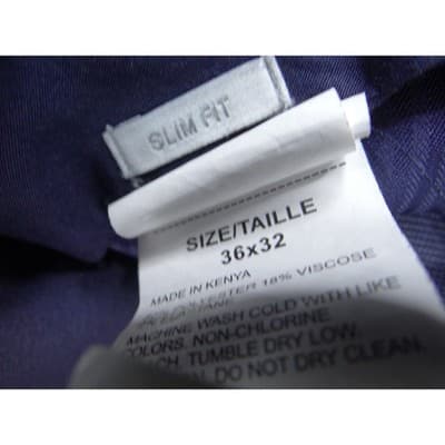 Perry Ellis Portfolio Mens Slim Fit Blue Textured Dress Pants 36x32 Flat Front - Thumbnail 2