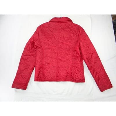 Vintage JG Hook Red Quilted Floral Rose Snap Front Jacket Womens Size Medium - Thumbnail 4