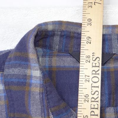 Eddie Bauer Mens Large Blue Plaid Flannel Button Up Shirt Long Sleeve Gorpcore - Thumbnail 5