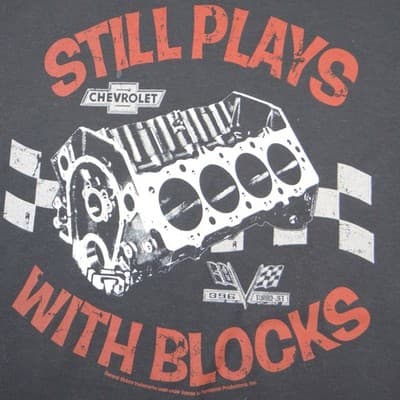 Newport Blue Chevrolet Still Plays With Blocks Graphic T-Shirt Mens Medium Black - Thumbnail 4