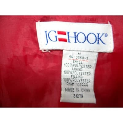 Vintage JG Hook Red Quilted Floral Rose Snap Front Jacket Womens Size Medium - Thumbnail 2