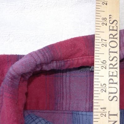 Eddie Bauer Mens Large Red Blue Plaid Flannel Button Down Long Sleeve Shirt L - Thumbnail 5