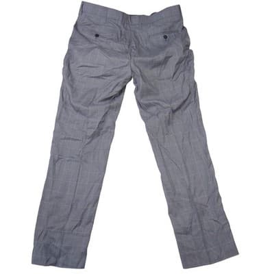 Mens Grey Windowpane Plaid Dress Pants Flat Front Trousers Size 38 S6037 - Thumbnail 3