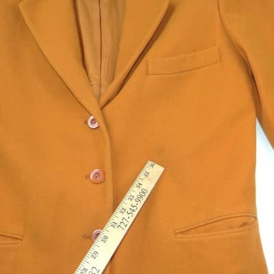 Linda Allard Ellen Tracy Mustard Yellow Wool Cashmere Blazer Jacket Size 6 - Thumbnail 5