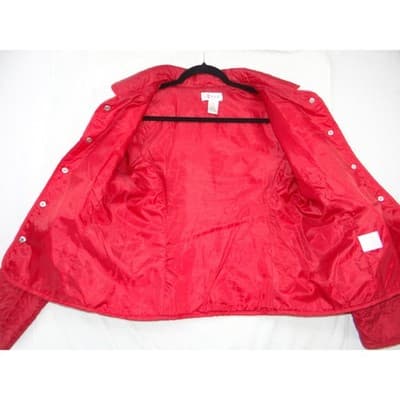 Vintage JG Hook Red Quilted Floral Rose Snap Front Jacket Womens Size Medium - Thumbnail 3
