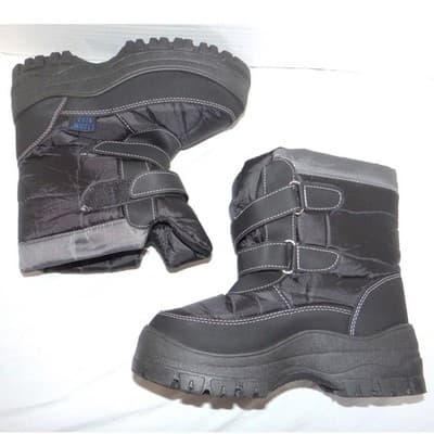 Storm Kidz Black Snow Boots Big Kid 3 Double Strap Platform Winter Shoes - Thumbnail 2