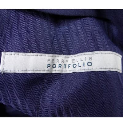 Perry Ellis Portfolio Mens Slim Fit Blue Textured Dress Pants 36x32 Flat Front - Thumbnail 3