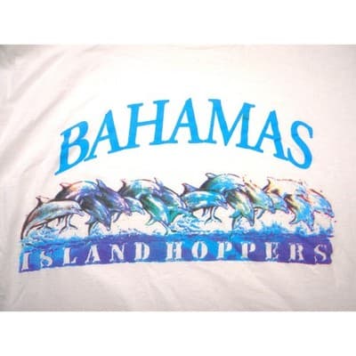 Vintage Bahamas Island Hoppers Dolphin Graphic T-Shirt White XL Tropical Tees - Thumbnail 4
