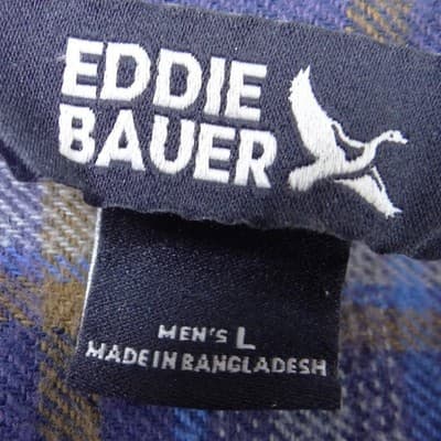 Eddie Bauer Mens Large Blue Plaid Flannel Button Up Shirt Long Sleeve Gorpcore - Thumbnail 2