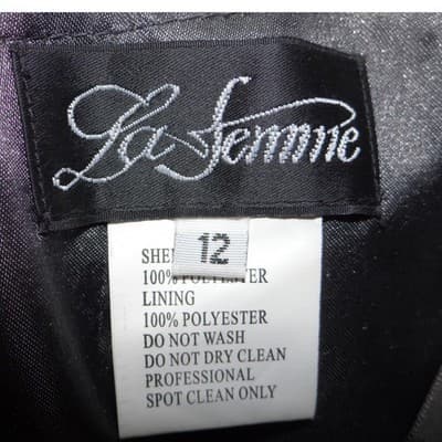 La Femme Charcoal Grey Tulle Beaded Strapless Prom Formal Gown Dress Size 12 - Thumbnail 2
