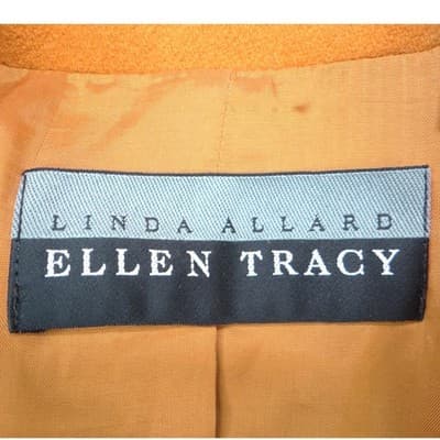 Linda Allard Ellen Tracy Mustard Yellow Wool Cashmere Blazer Jacket Size 6 - Thumbnail 3