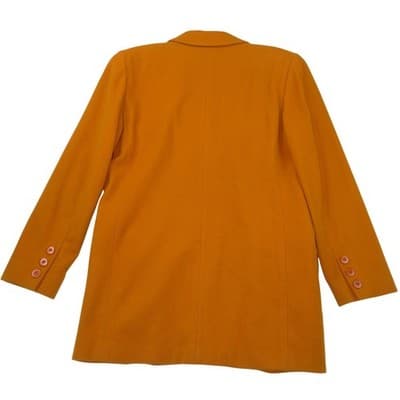Linda Allard Ellen Tracy Mustard Yellow Wool Cashmere Blazer Jacket Size 6 - Thumbnail 4
