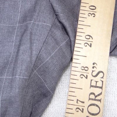 Mens Grey Windowpane Plaid Dress Pants Flat Front Trousers Size 38 S6037 - Thumbnail 5