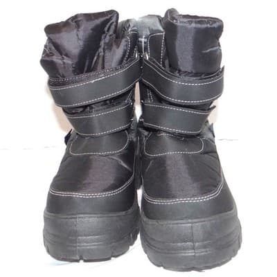 Storm Kidz Black Snow Boots Big Kid 3 Double Strap Platform Winter Shoes - Thumbnail 4