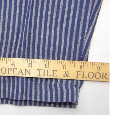 NWT-Ellen Tracy Linen Striped Drawstring Pants Navy Gold Metallic Joggers L - Thumbnail 9