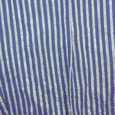 NWT-Ellen Tracy Linen Striped Drawstring Pants Navy Gold Metallic Joggers L - Thumbnail 6