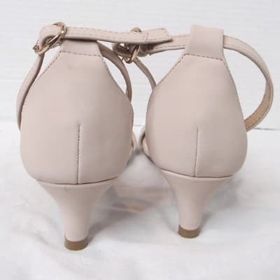 DIDIFU Women's Beige Strappy Kitten Heel Ankle Strap Sandals Size 6 - Thumbnail 6