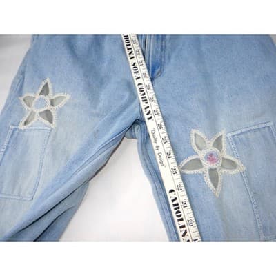 Jeanology Newport News Womens Jeans Star Mesh Cutouts Embellished Denim Sz 16 - Thumbnail 5