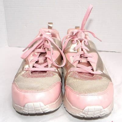 Skechers Kids Girls Sneakers Pink Gold Glitter Memory Foam Size 5 - Thumbnail 5
